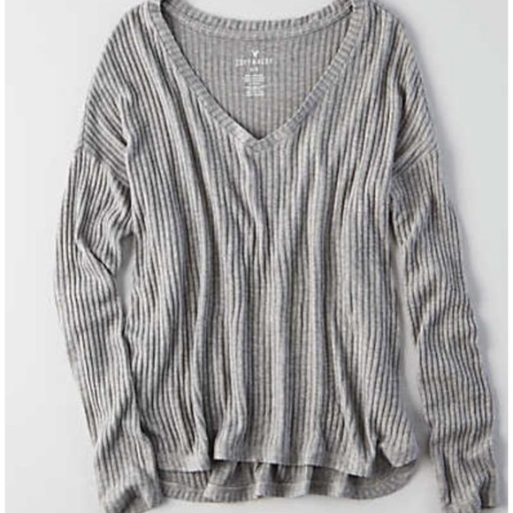 American Eagle Ribbed Gray Sweater Soft & Sexy XS - Picture 1 of 4